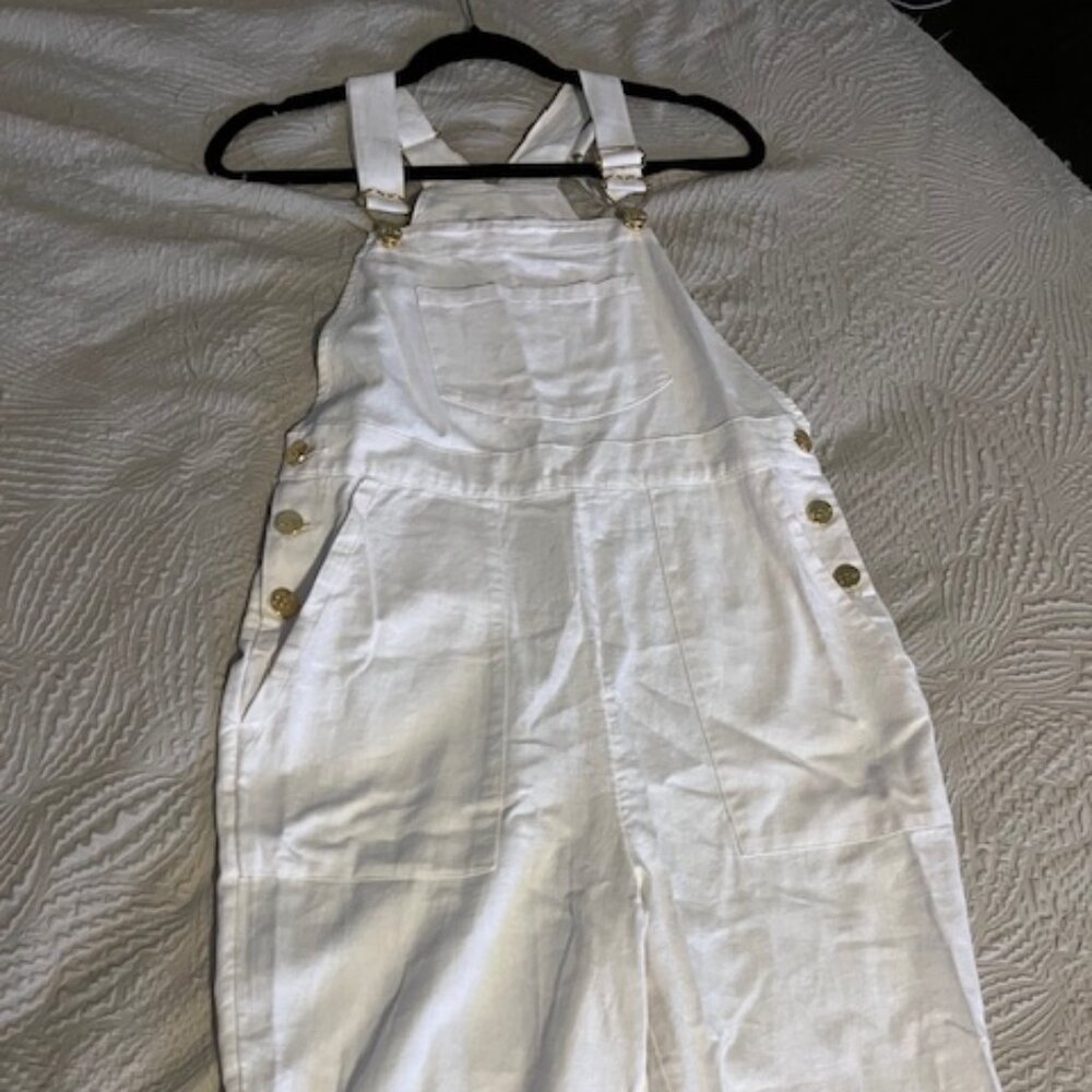 NEW Stoney Clover Lane x Target White Overalls Size XSmall Linen Blend Women's